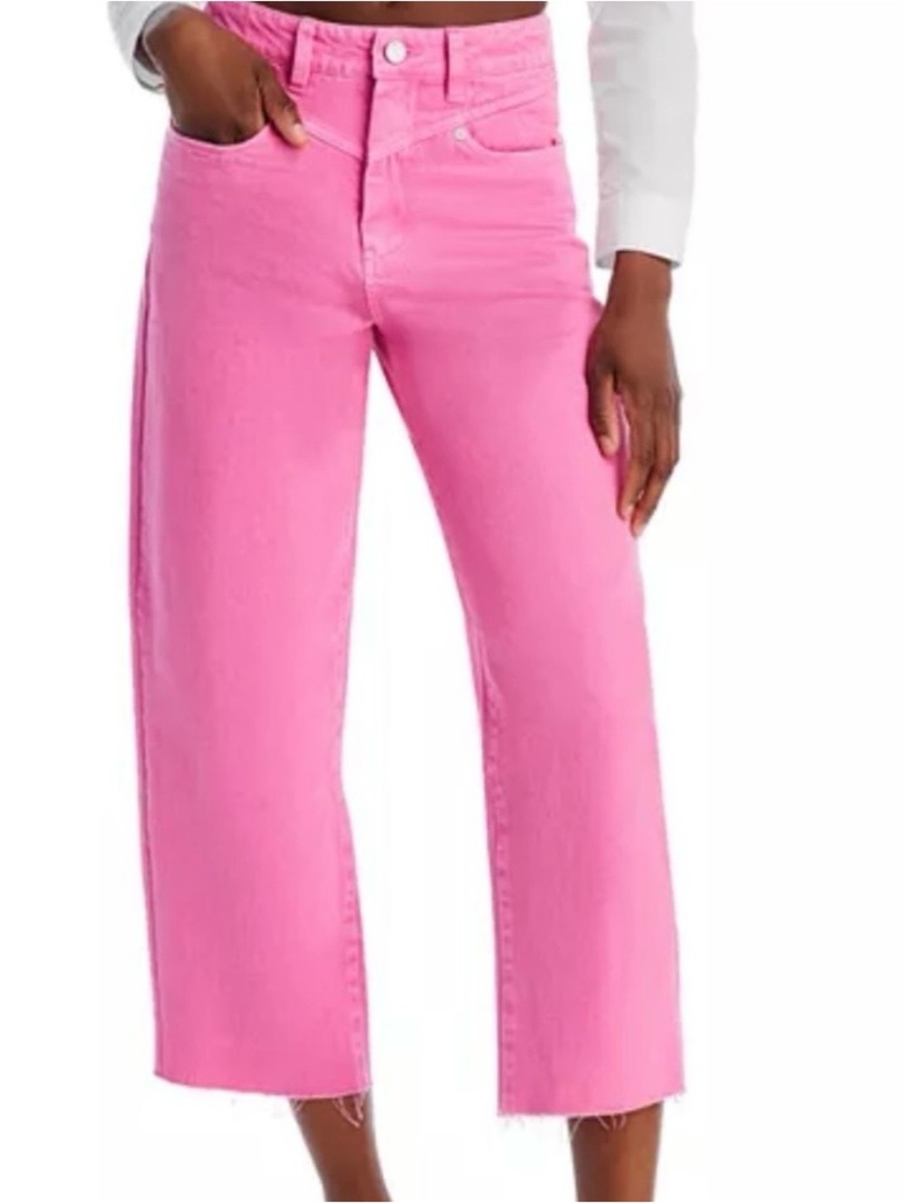 Blank NYC Baxter High-Rise Wide Leg Cropped Pants in Pink